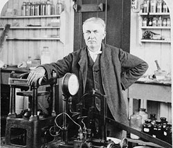 Thomas Edison in his laboratory