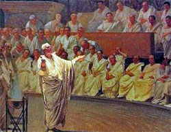 Cicero denounces Catiline, by Cesare Maccari (detail)